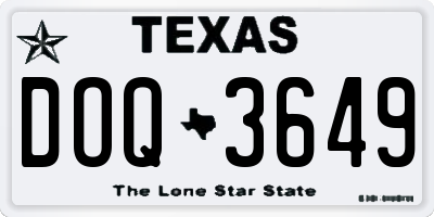 TX license plate DOQ3649