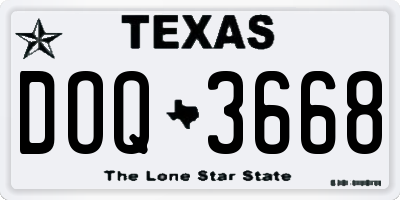 TX license plate DOQ3668