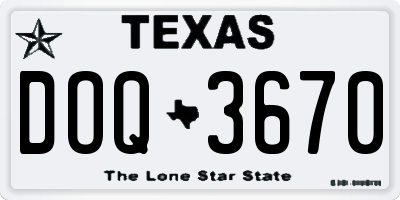 TX license plate DOQ3670