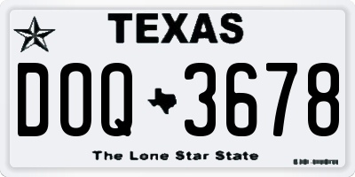 TX license plate DOQ3678