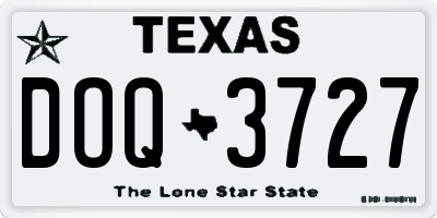 TX license plate DOQ3727