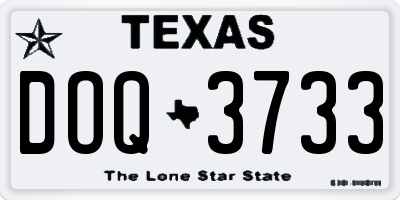 TX license plate DOQ3733