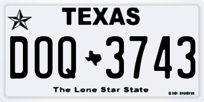 TX license plate DOQ3743