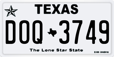 TX license plate DOQ3749