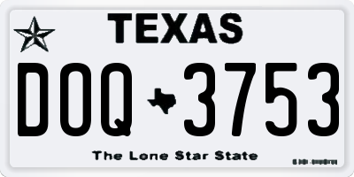 TX license plate DOQ3753
