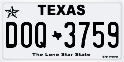 TX license plate DOQ3759