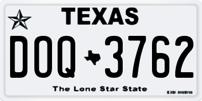 TX license plate DOQ3762