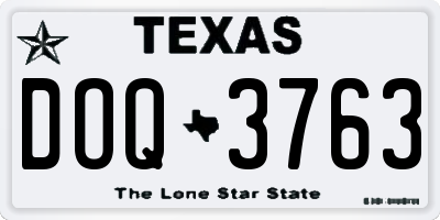 TX license plate DOQ3763
