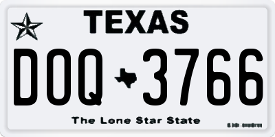 TX license plate DOQ3766