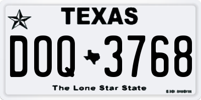 TX license plate DOQ3768