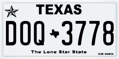 TX license plate DOQ3778
