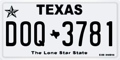 TX license plate DOQ3781