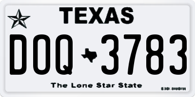 TX license plate DOQ3783