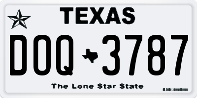 TX license plate DOQ3787