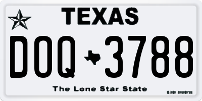 TX license plate DOQ3788