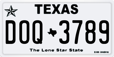 TX license plate DOQ3789
