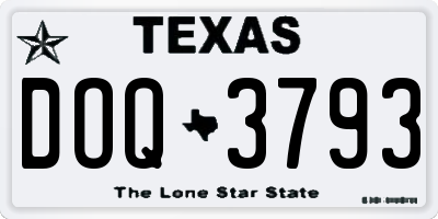 TX license plate DOQ3793