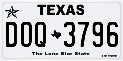 TX license plate DOQ3796