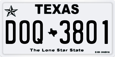 TX license plate DOQ3801