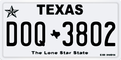 TX license plate DOQ3802