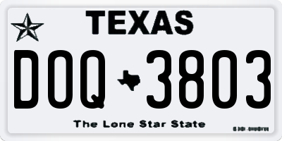 TX license plate DOQ3803