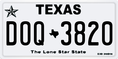 TX license plate DOQ3820