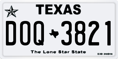 TX license plate DOQ3821
