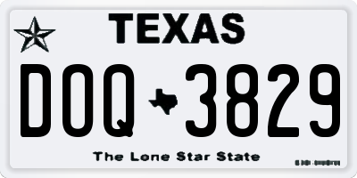 TX license plate DOQ3829