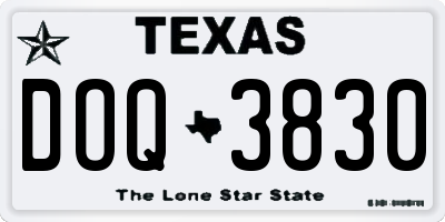 TX license plate DOQ3830