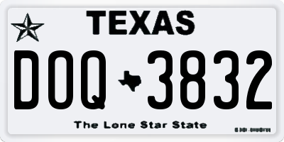TX license plate DOQ3832