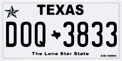 TX license plate DOQ3833