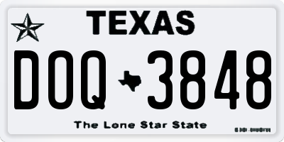 TX license plate DOQ3848