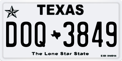 TX license plate DOQ3849