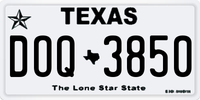 TX license plate DOQ3850