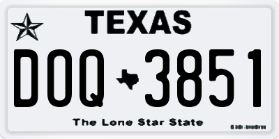 TX license plate DOQ3851