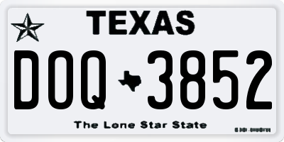 TX license plate DOQ3852