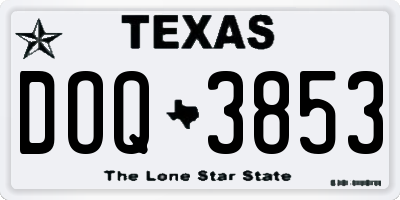 TX license plate DOQ3853