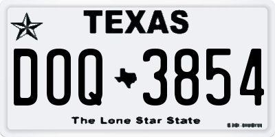 TX license plate DOQ3854
