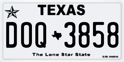 TX license plate DOQ3858