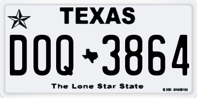 TX license plate DOQ3864