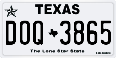 TX license plate DOQ3865