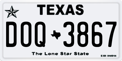 TX license plate DOQ3867