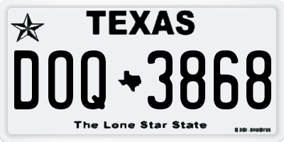 TX license plate DOQ3868