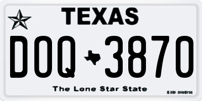 TX license plate DOQ3870