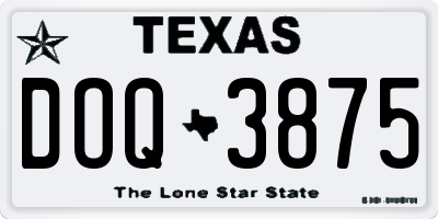 TX license plate DOQ3875