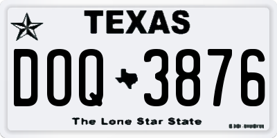 TX license plate DOQ3876