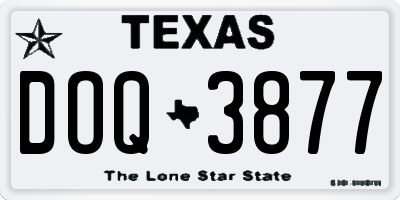 TX license plate DOQ3877