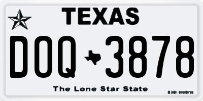 TX license plate DOQ3878