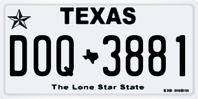TX license plate DOQ3881