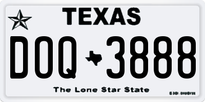 TX license plate DOQ3888